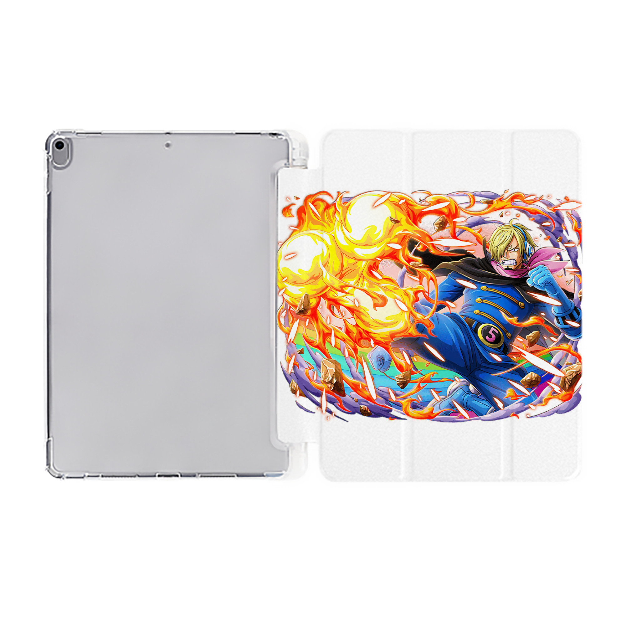 （画像用） ワンピース サンジ ONE PIECE Sanji IPad ケース ペン収納付き 三つ折りスタンド PUレザー×シリコン 対応機種9.5/10.5/10.9インチ